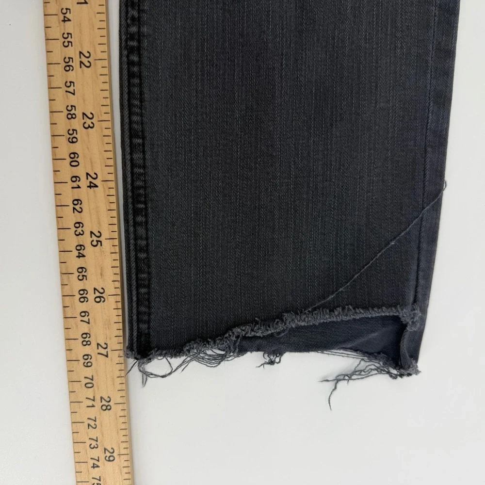 Mother The Mid Rise Dazzler Ankle Step Fray Jeans Women 29 Dark Grey